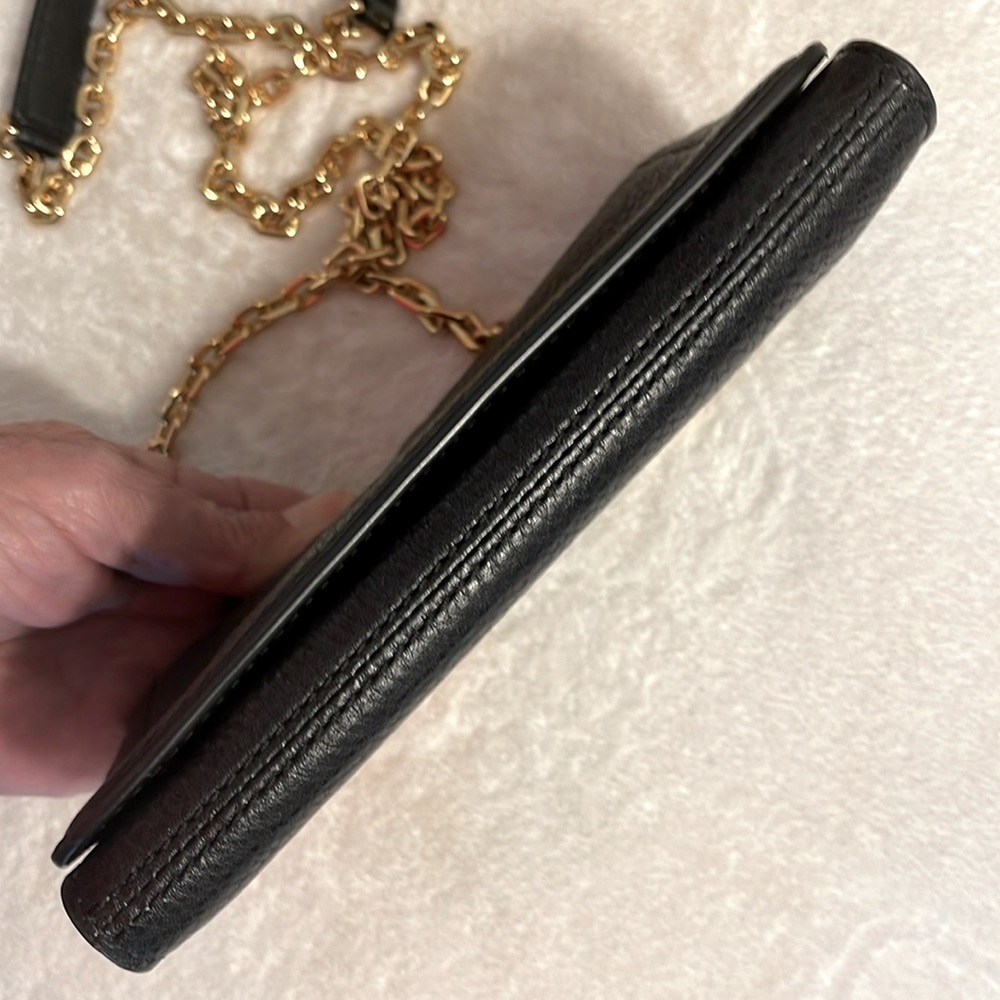 Marc Jacobs Empire City Pebbled Leather Wallet Crossbody Gold Chain No Callouts - Picture 10 of 17